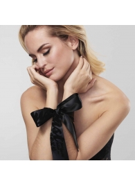 Черные ленты для связывания SILKY SENSUAL HANDCUFFS - Bijoux Indiscrets - купить с доставкой в Рязани