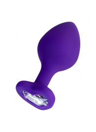 Фиолетовая анальная втулка Diamond Heart с прозрачным кристаллом - 8 см. - ToyFa - купить с доставкой в Рязани