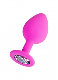 Розовая анальная втулка Brilliant с прозрачным кристаллом - 8 см. - ToyFa - купить с доставкой в Рязани