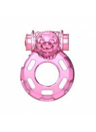 Розовое эрекционное кольцо с вибрацией Pink Bear - Baile - в Рязани купить с доставкой