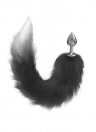 Серебристая анальная пробка с черным хвостом Galaxy - Lola Games - купить с доставкой в Рязани