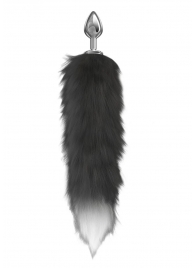 Серебристая анальная пробка с черным хвостом Starlit - Lola Games - купить с доставкой в Рязани