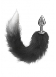 Серебристая анальная пробка с черным хвостом Starlit - Lola Games - купить с доставкой в Рязани