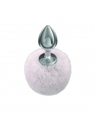 Серебристая анальная пробка с белым пушистым хвостиком Twinkle - Lola Games - купить с доставкой в Рязани