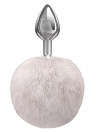 Серебристая анальная пробка с белым пушистым хвостиком Twinkle - Lola Games - купить с доставкой в Рязани