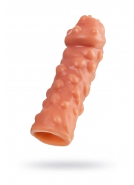 Телесная, покрытая пузырьками насадка на член - 16,5 см. - KOKOS - в Рязани купить с доставкой