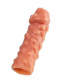 Телесная, покрытая пузырьками насадка на член - 16,5 см. - KOKOS - в Рязани купить с доставкой