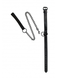 Черный ошейник Sin с поводком - Lola Games - купить с доставкой в Рязани