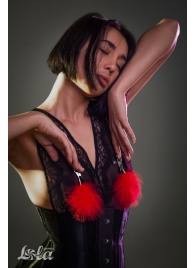 Зажимы на соски с красным пухом Euphoric - Lola Games - купить с доставкой в Рязани