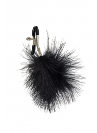 Зажимы на соски с черным пухом Euphoric - Lola Games - купить с доставкой в Рязани