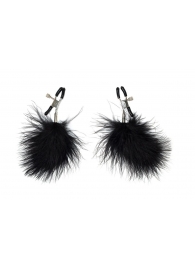 Зажимы на соски с черным пухом Euphoric - Lola Games - купить с доставкой в Рязани