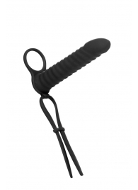 Черная вибронасадка для двойного проникновения Rori - 17 см. - Lola Games - купить с доставкой в Рязани