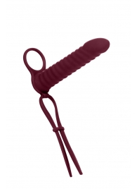 Бордовая вибронасадка для двойного проникновения Rori - 17 см. - Lola Games - купить с доставкой в Рязани