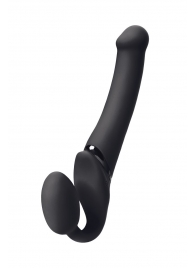 Черный безремневой вибрострапон Silicone Bendable Strap-On M - Strap-on-me - купить с доставкой в Рязани