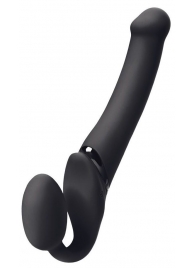 Черный безремневой вибрострапон Silicone Bendable Strap-On M - Strap-on-me - купить с доставкой в Рязани