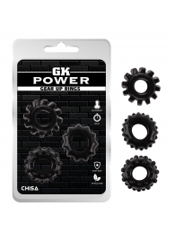 Набор из 3 черных эрекционных колец Gear Up Rings - Chisa - в Рязани купить с доставкой
