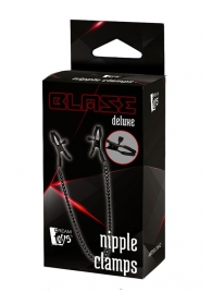 Черные зажимы на соски на цепочке BLAZE DELUXE NIPPLE CLAMPS - Dream Toys - купить с доставкой в Рязани