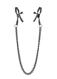 Черные зажимы на соски на цепочке BLAZE DELUXE NIPPLE CLAMPS - Dream Toys - купить с доставкой в Рязани
