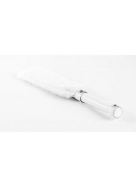 Белая двустороння шлепалка из натуральной кожи и меха - 35 см. - БДСМ Арсенал - купить с доставкой в Рязани