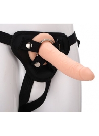 Телесный страпон на черных трусиках STRAP ON REAL DILDO - 20 см. - Dream Toys - купить с доставкой в Рязани