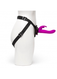 Лиловый страпон Rechargeable Vibrating Strap-On Harness Set - 17,6 см. - Happy Rabbit - купить с доставкой в Рязани