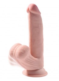 Телесный фаллоимитатор на присоске 8 Triple Density с подвижной мошонкой - 20,3 см. - Pipedream