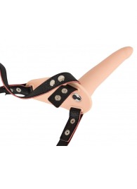 Телесный поясной страпон с вибрацией Vibrating Strap-On - 15,7 см. - Orion - купить с доставкой в Рязани