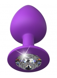 Фиолетовая анальная пробка со стразом Her Little Gem Large Plug - 9,5 см. - Pipedream - купить с доставкой в Рязани