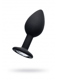 Черная анальная втулка с прозрачным стразом - 7,2 см. - POPO Pleasure - купить с доставкой в Рязани