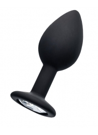 Черная анальная втулка с прозрачным стразом - 7,2 см. - POPO Pleasure - купить с доставкой в Рязани