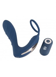 Синий вибростимулятор простаты с кольцом - 14,5 см. - Orion - в Рязани купить с доставкой