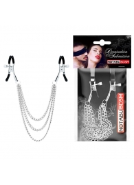 Оригинальные зажимы на соски с тройной цепочкой - Notabu - купить с доставкой в Рязани