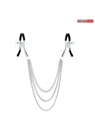 Оригинальные зажимы на соски с тройной цепочкой - Notabu - купить с доставкой в Рязани