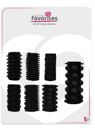 Набор из 7 черных насадок PENIS SLEEVES SET - Dream Toys - в Рязани купить с доставкой