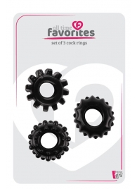 Набор из 3 черных эрекционных колец SET OF 3 COCKRINGS - Dream Toys - в Рязани купить с доставкой