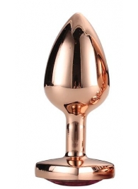 Золотистая анальная втулка с кристаллом-сердечком розового цвета - 7,1 см. - Dream Toys - купить с доставкой в Рязани