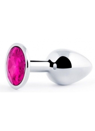 Серебристая анальная пробка с малиновым кристаллом - 7,2 см. - Anal Jewelry Plug - купить с доставкой в Рязани