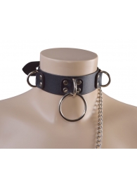 Черный кожаный ошейник Big Ring - Sitabella - купить с доставкой в Рязани