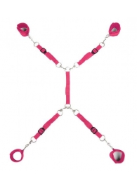 Ярко-розовый набор фиксаций на кровати Classic Bed Spreader - Lux Fetish - купить с доставкой в Рязани