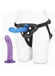 Страпон унисекс Beginners Strap-On с 2 насадками - 15 и 13 см. - Lux Fetish - купить с доставкой в Рязани