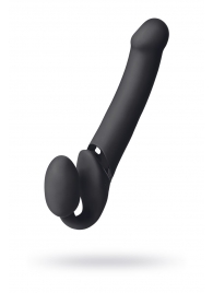 Черный безремневой вибрострапон Vibrating Bendable Strap-On L - Strap-on-me - купить с доставкой в Рязани