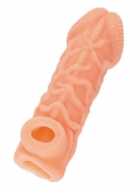 Телесная закрытая насадка с венками Cock Sleeve Size M - 15,6 см. - KOKOS - в Рязани купить с доставкой