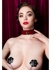 Красный ошейник из лакированного материала - ToyFa - купить с доставкой в Рязани