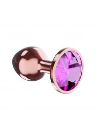 Пробка цвета розового золота с лиловым кристаллом Diamond Quartz Shine L - 8,3 см. - Lola Games - купить с доставкой в Рязани