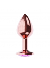 Пробка цвета розового золота с лиловым кристаллом Diamond Quartz Shine L - 8,3 см. - Lola Games - купить с доставкой в Рязани