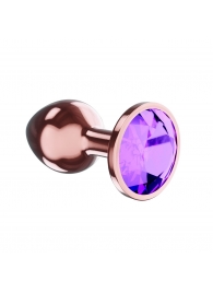 Пробка цвета розового золота с фиолетовым кристаллом Diamond Amethyst Shine L - 8,3 см. - Lola Games - купить с доставкой в Рязани