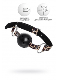 Черный кляп-шар на леопардовых ремешках Anonymo - ToyFa - купить с доставкой в Рязани