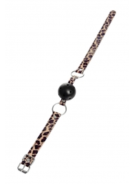 Черный кляп-шар на леопардовых ремешках Anonymo - ToyFa - купить с доставкой в Рязани