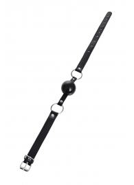 Черный кляп-шар на кожаных ремешках Anonymo - ToyFa - купить с доставкой в Рязани