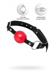 Красный кляп-шар на черных ремешках Anonymo - ToyFa - купить с доставкой в Рязани